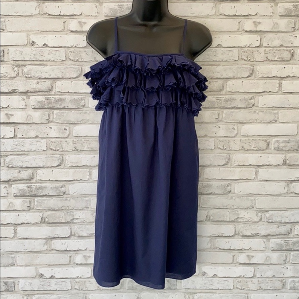 🤍 Navy Tulip Ruffle Spaghetti Strap Dress 🤍